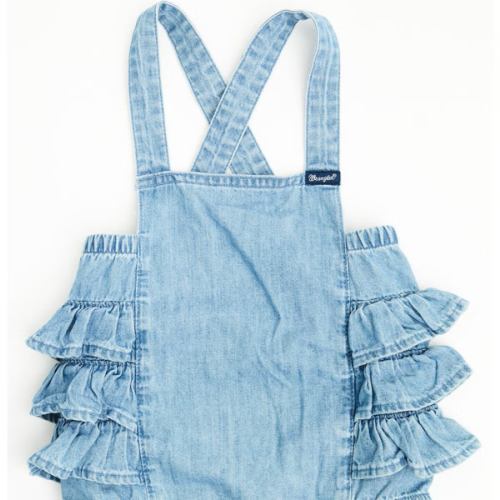 Wrangler Infant Girls' Ruffle Denim Onesie