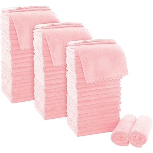 MOONQUEEN Ultra Soft Premium Washcloths Set - 12 x 12 inches - 72 Pack - Quick Drying - Highly Absorbent Coral Velvet Bathroom Wash Clothes (Pink)