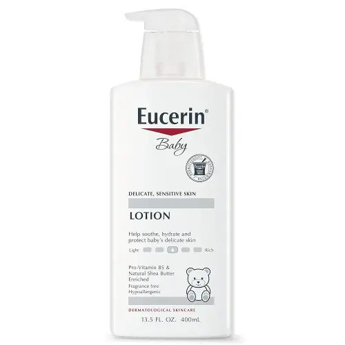 Eucerin Baby Body Lotion, Hypoallergenic and Fragrance Free Baby Lotion with Pro-Vitamin B5 and Shea Butter, 13.5 Fl Oz Bottle