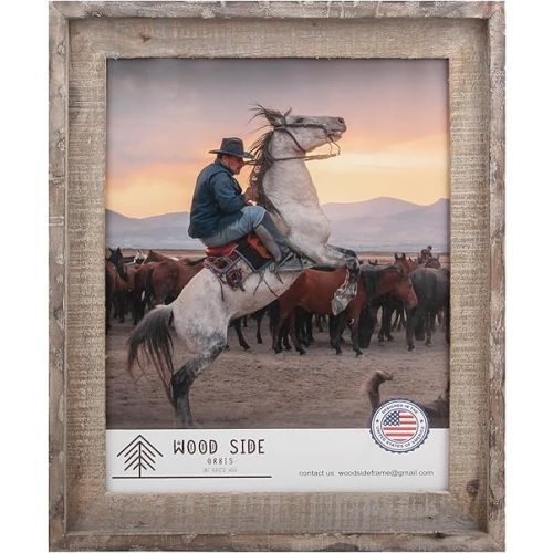 Rustic Barnwood Picture Frames 11x14 - Natural Reclaimed Wood Wall Hanging - Handcrafted Vintage Distressed, 1 3/4" Frame Width