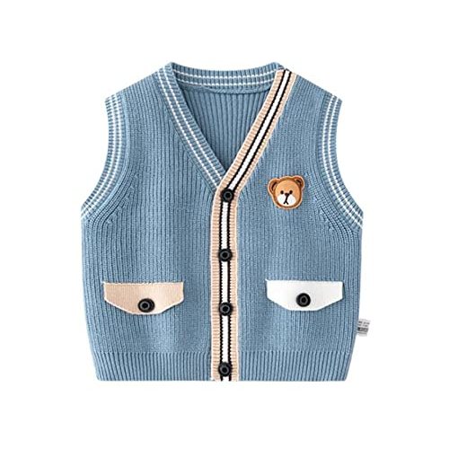 warmstraw Unisex Baby Sweater Vest Knitted Soft Uniform Cotton V-Neck Sleveeless Waistcoat Vest