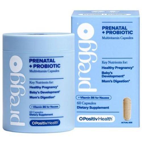 O Positiv PREGGO Prenatal + Probiotic Multivitamin Capsules to Support Baby’s Brain + Bone Health & Healthy Fetal Development - 60ct