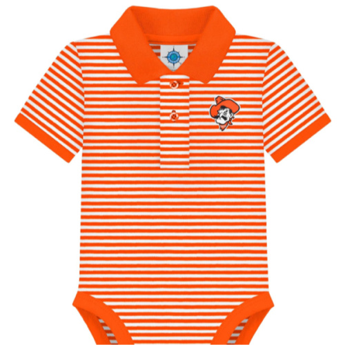 Creative Knitwear College Baby Striped Polo Bodysuit - Team Logo, Multiple Colors, for Boys & Girls (0-12 Months)