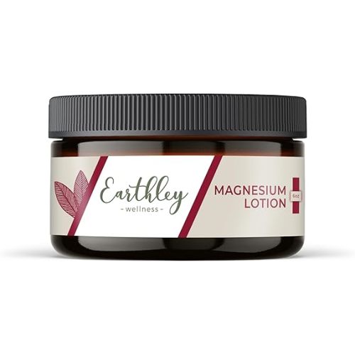 Earthley Wellness, Magnesium Lotion, Parent's Picks Award-Winner, Magnesium Cream for Promoting Relaxation, Rest & Muscle Recovery, Natural, Non-Itchy, Fast-Absorbing Formula (6oz, Original Lavender)