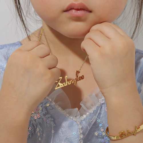 Personalized Kids Name Necklace, 18K Gold Plated, Baby Gift