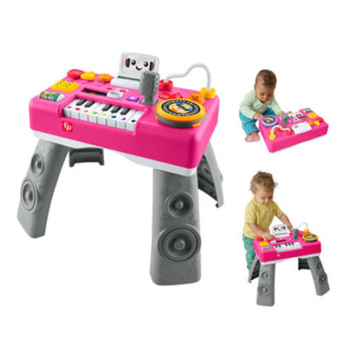 Fisher-Price Laugh & Learn Mix & Learn DJ Table, Baby & Toddler Musical Learning Toy, Pink