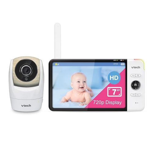 VTech VM919HD Video Baby Monitor with 7" 720p HD Screen, 360° Pan Tilt Zoom, 110° Wide Angle, Night Vision, 1000ft Range, 15-Hour Battery, No WiFi Secure Transmission