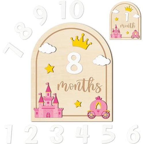 R HORSE Baby Monthly Milestone Sign 3D Princess 1-12 Months Baby Sign