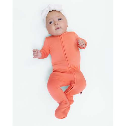 Bumbunny Baby | Zip Footie in Coral