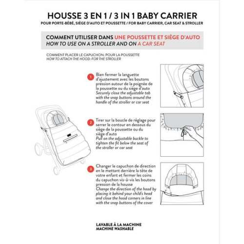 3-In-1 Multifunction Cover for Car Seat, Stroller, and Baby Carrier In, Black - Deux par Deux | Maisonette