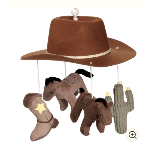 Country Western Cowboy Hat Musical Baby Crib Mobile Soother Toy