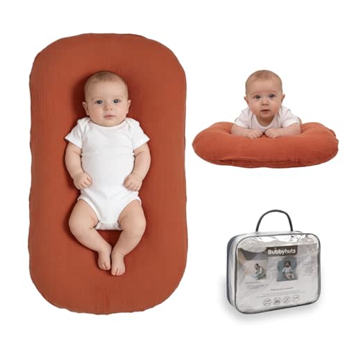 Infant Support Cushion - Baby Support Cushion for Newborn 0-24 Months, Muslin Cover，Portable Breathable & Soft Tummy Time Mat for Home and Travel - Orange