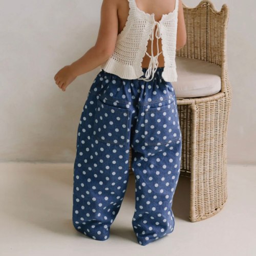 YARRA BARREL JEAN - NAVY POLKA