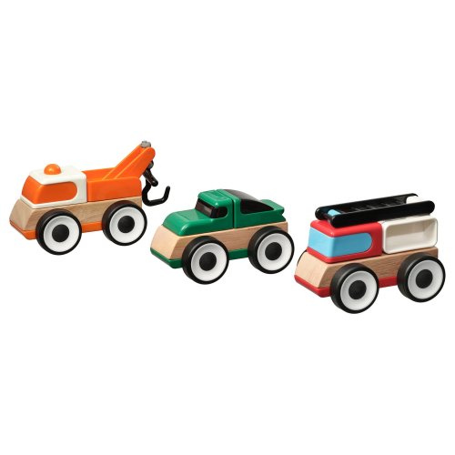 LILLABO 3-piece vehicle set - fire truck sports car/tow truck multicolor
