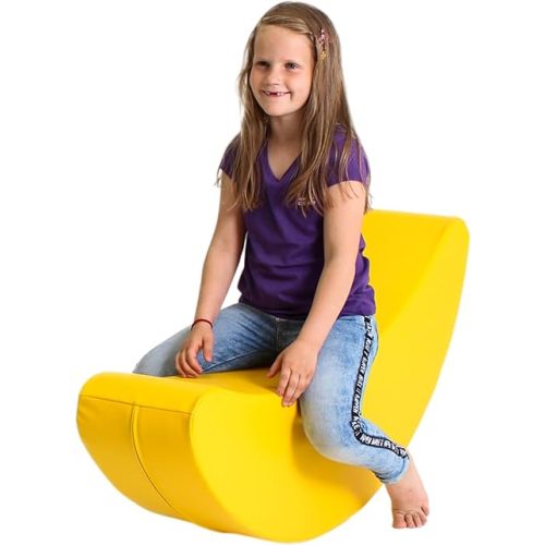 IGLU Soft Play Rocker Banana Shape Large Rocking Horse Hobby Toy for Kids Age 1-7 Montessori Open Ended Play (Yellow)