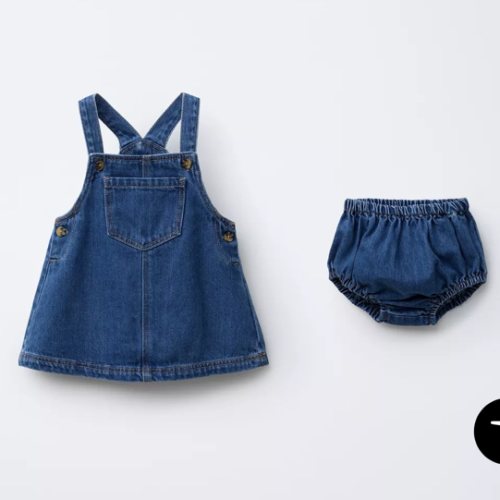 DENIM OVERALL DRESS WITH BLOOMERS - Mid-blue | ZARA United States