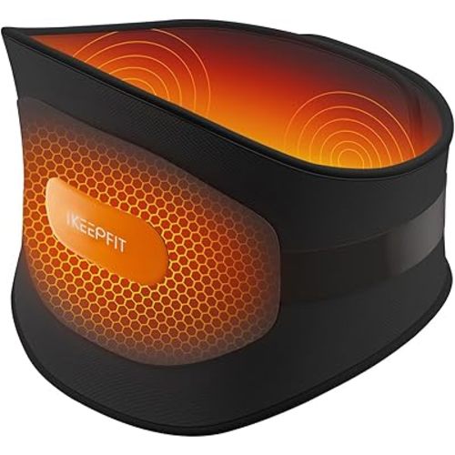 IKEEPFIT Portable Heating Pad for Back, Cordless Wearable Heat Belt with Massager for Lower Back Pain Relief, Battery Powered 8000 mAh Rechargeable, MAXwarm® 3.0, Gift for Women Men 90-310 lbs