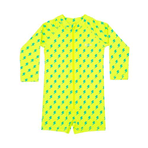 12-18 mo Neon Yellow Lightning Bolt Long Sleeve Rash Guard 
Shortie – Brave Little Ones