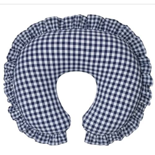 Blue Gingham Ruffle Nursing Pillow Cover