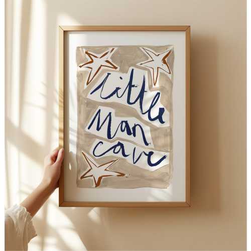 Little Man Cave Art Print: Neutral Boys Room Decor