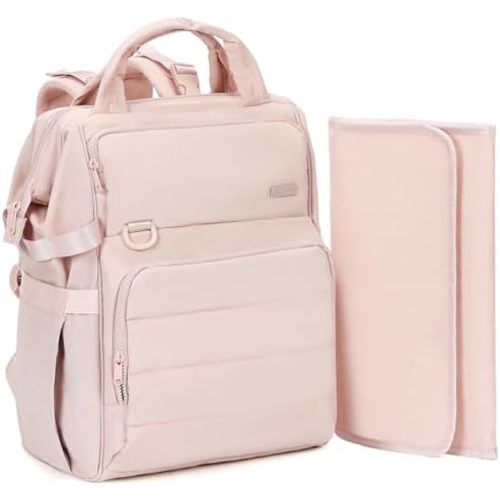 BELALIFE Baby Diaper Backpack Bag, Baby Essentials Travel Backpack for Moms Dads, with Changing Pad, Insulated Bottle Holders & Stroller Straps, Pink