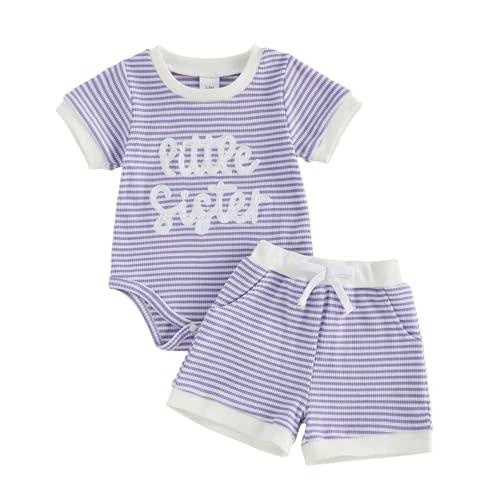 Tsultryofs Baby Girl Summer Clothes Newborn Infant Outfit Letter Embroidery Print Short Sleeve Romper with Shorts 2Pcs Set