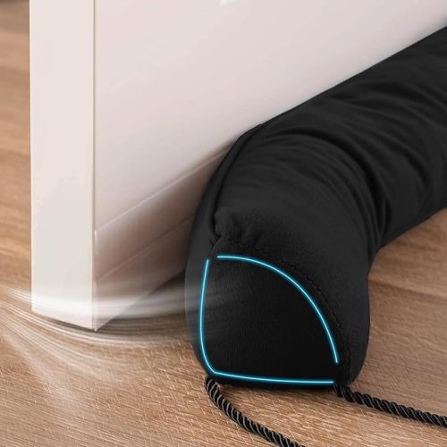 Sunolga 28" Door Draft Stopper for Summer, Blocks Hot and Cold Air with Removable Washable Cover for Gaps, All-Season Seal Strip for Noise, Wind, Door Sweep for Bottom of Door, Home Essentials, Black