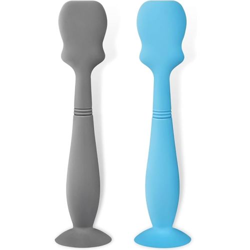 2 Pack Baby Diaper Cream Brush, Diaper Cream Spatula Applicator Silicone Baby Butt Paste Spatula for Babies, Newborn (Gray, Blue)