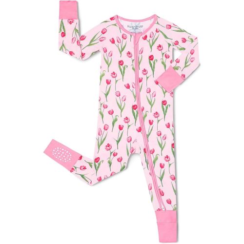 babee Reshinee Viscose Derived from Bamboo Baby Footie Pajamas Convertible Newborn Sleeper for Baby Girl Zipper Onesie 0-24M