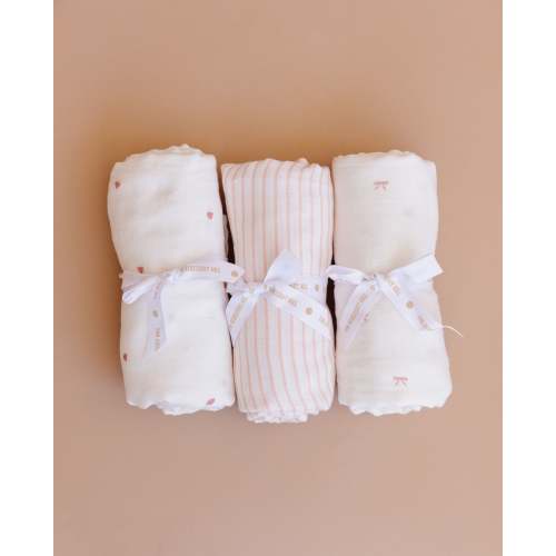 Strawberry Bow Stripe Swaddle Newborn Organic Cotton Infant Spring Summer Blanket – The Blueberry Hill