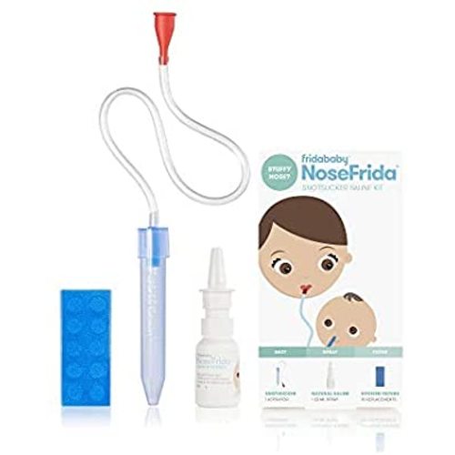 Baby Nasal Aspirator NoseFrida The Snotsucker with 10 Extra Hygiene Filters and All-Natural Saline Nasal Spray by Frida Baby