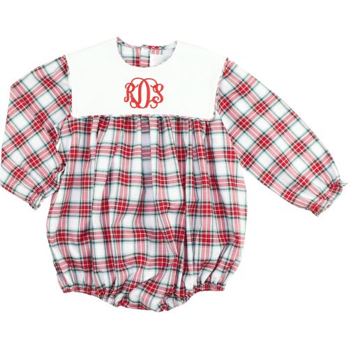 Girl's Red And Green Plaid Square Collar Bubble – Cecil & Lou