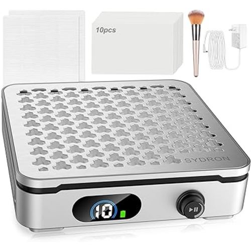 Nail Dust Collector | 1000PA Nail Dust Collector Cordless | 10 Speed Levels | Low Noise & Strong Suction | Reusable Filter, 10 Pads + Nail Dust Brush | for Acrylic Nails, Salon & Home - Silver