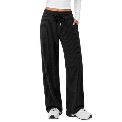 Fantaslook Fall Wide Leg Pants for Women Dressy Casual Lounge Pants Stretchy Elastic Drawstring Trousers with Pockets