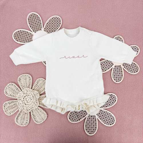 Embroidered Baby Romper, Embroidered Cotton Romper, Knit Baby Outfit, Newborn Personalized, Baby Gift, Baby Girl Blanket, Baby Name Outfit