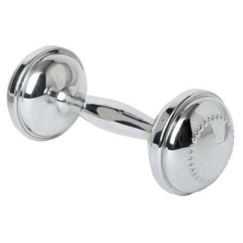 Salisbury Pewter Beaded Dumbbell Rattle for Newborn Baby