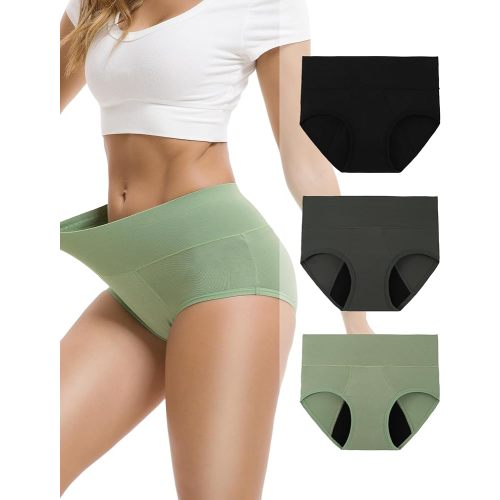 INNERSY Women's Bamboo Viscose Heavy Flow Period Underwear High Waisted Leakproof Panties 3 Pack