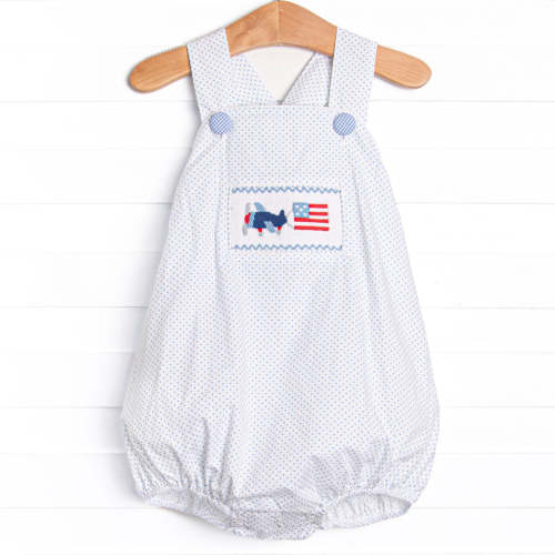 All-American Aviator Smocked Bubble, Blue – Stitchy Fish