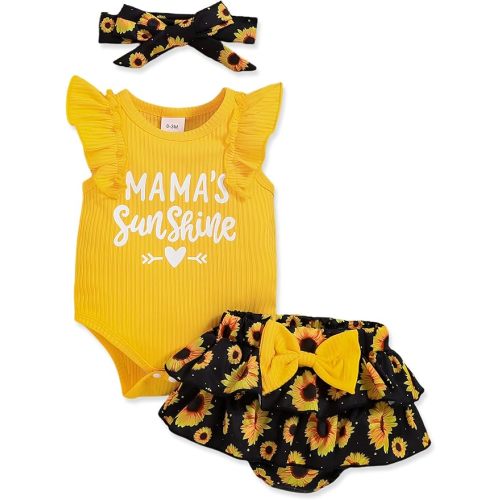 Newborn Baby Girl Clothes Infant Outfits Summer Shorts Set Floral Romper+Cute Baby Skirt +Headband