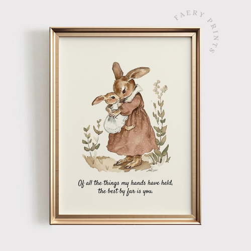 Modroom Rabbit Nursery Art Print | Vintage Nursery Wall Art | Mom & Baby Print | Cottagecore Nursery Decor | Baby Shower Gift | #1199 Wall Art, Modern Wall Decor, 16x24 UNFRAMED