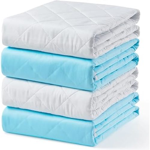 KANECH Bed Pads Washable Waterproof ,34"x36" (4 Pack), Heavy Absorbency Reusable Incontinence Pads for Adults, Elderly, Kids & Pets - Bed Wetting Mattress Protector