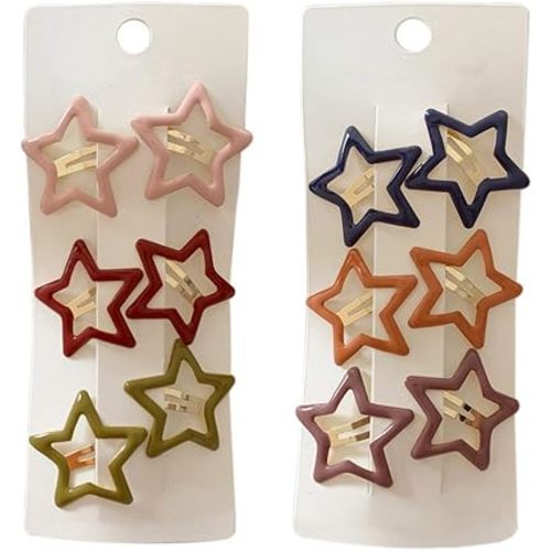 Pinksee 12 Pcs Metal Snap Hair Clips Star Hair Barrettes Hair Accessories for Women Girls (Star)