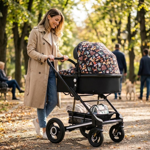 Folding High-Landscape Baby Stroller — Reclining Bassinet Seat, 20kg Capacity, Compact Fold