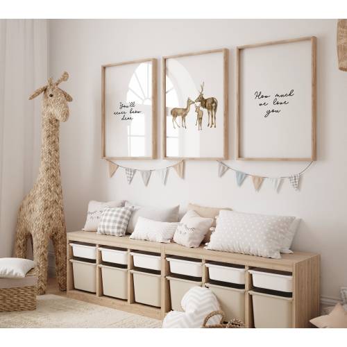 Deer Family Nursery Prints, Gender Neutral Woodland Decor