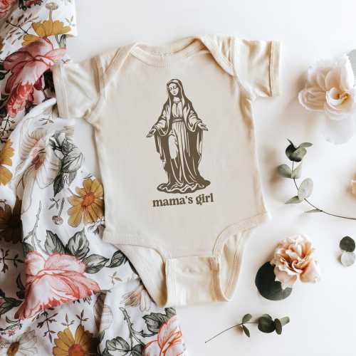 Mama's Girl Catholic Baby Bodysuit: Virgin Mary Gift