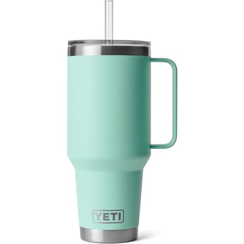 YETI Rambler 42 oz Tumbler with Handle and Straw Lid, Travel Mug Water Tumbler, Vacuum Insulated Cup with Handle, Stainless Steel, Seafoam