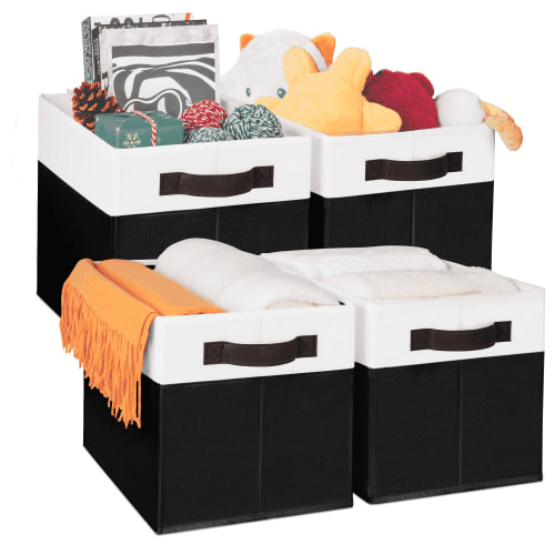 Criusia 4-Pack Collapsible Fabric Storage Bins with Dual Handles – Versatile Closet and Shelf Organizers for Clothes, Toys and Home Essentials, Black