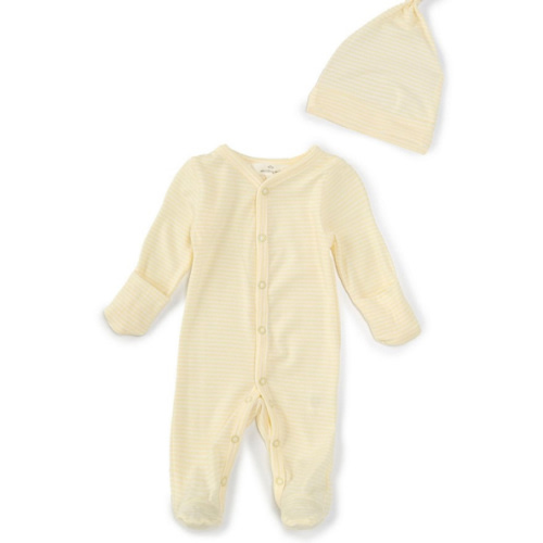 Starting Out Baby Stripe Long Sleeve Ruffle Footed Coverall & Matching Knotted Hat Set | Dillard's
