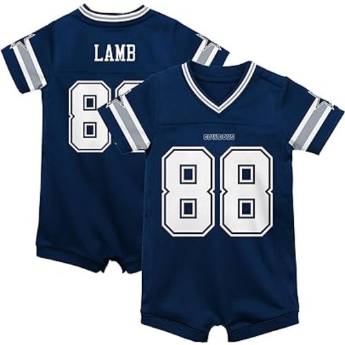 CeeDee Lamb Dallas Cowboys #88 Navy Newborn Infants Team Color Home Romper Bodysuit Player Jersey