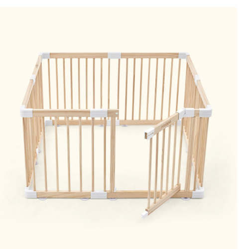 HARPPA Wooden Baby Gate Playpen | Non-Toxic Foldable DIY Adjustable Play Yard for Infants & Toddlers – Natural Finish Baby Fence for Small & Large Spaces
